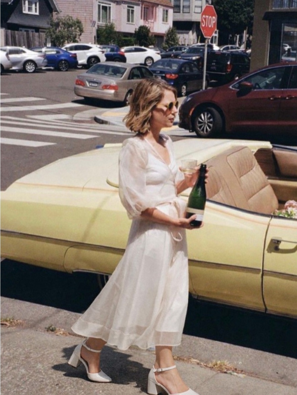Sheer Wrap Maxi Dress in Champagne by Kamperett - Picture 11 of 11
